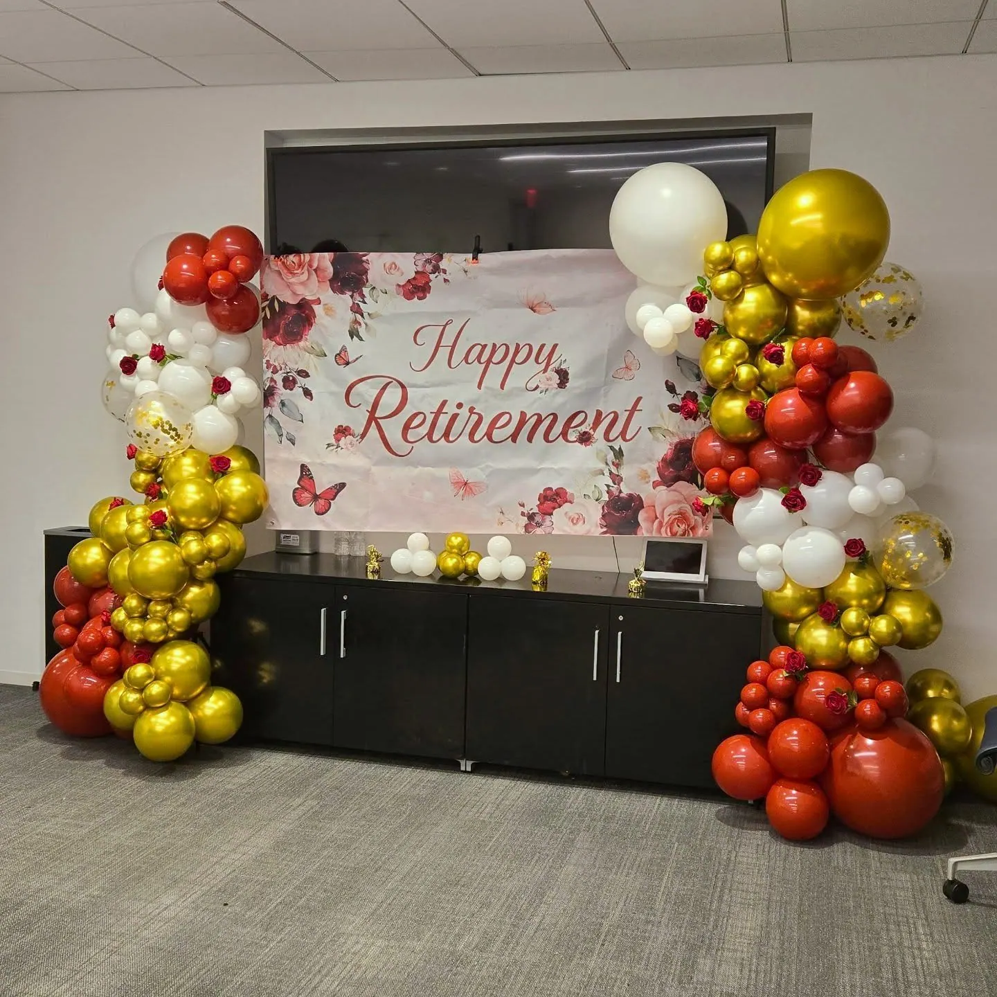 Balloon garland for a retirement party by The RB Designs